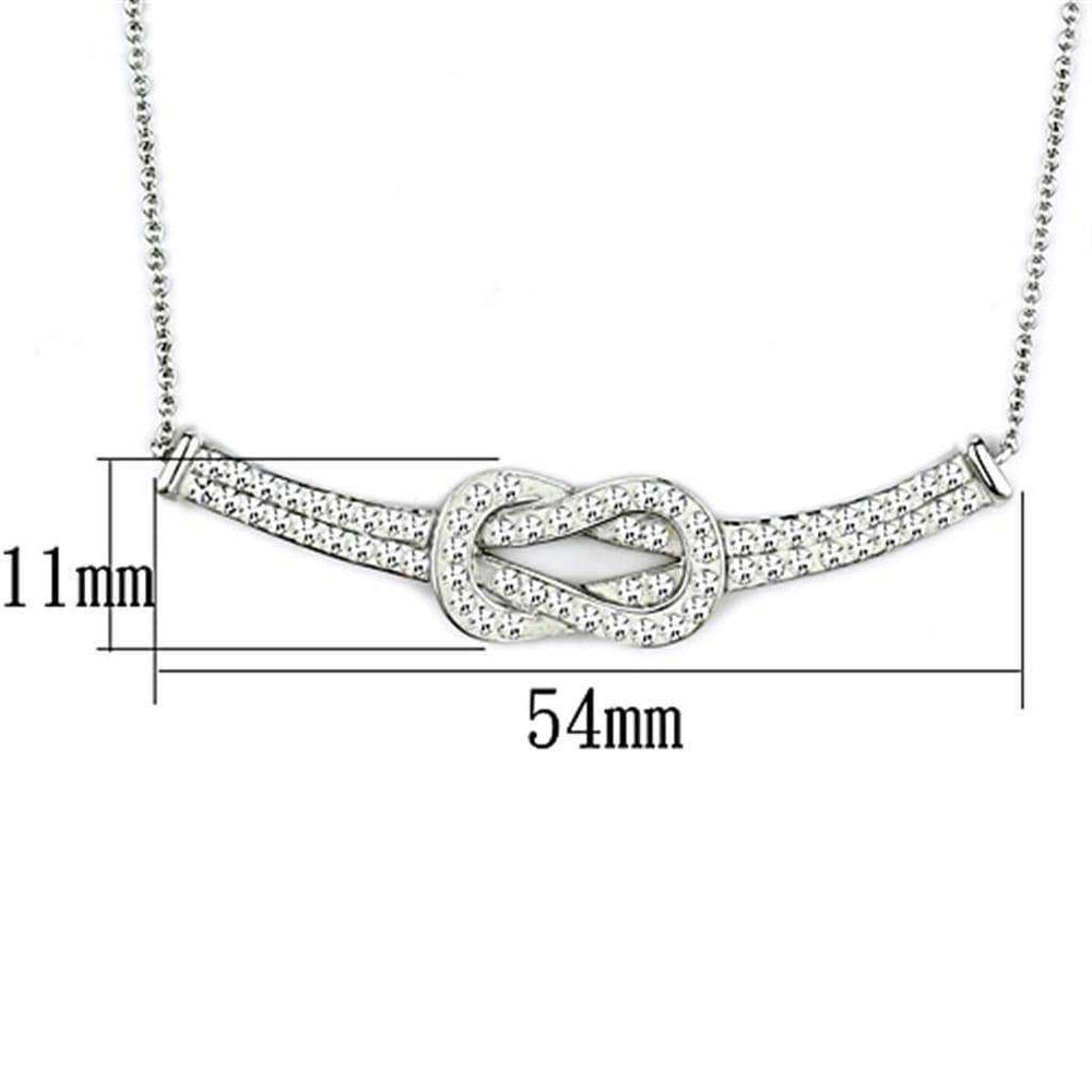 Alamode Rhodium Brass Necklace with Top Grade Crystal in Clear - Alamode - Flyclothing LLC