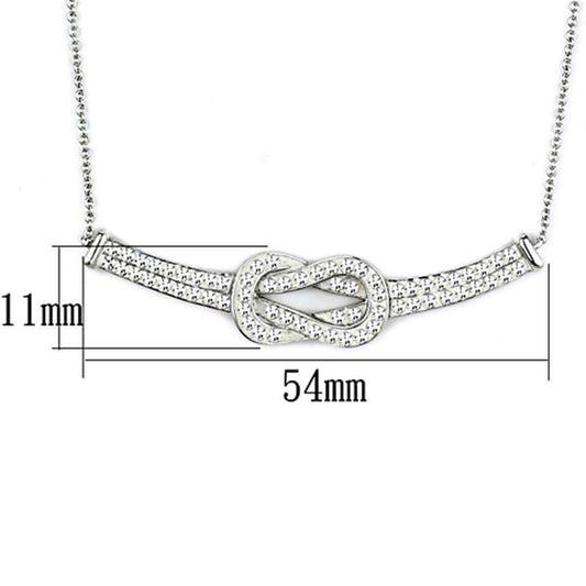 Alamode Rhodium Brass Necklace with Top Grade Crystal in Clear - Alamode - Flyclothing LLC