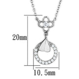 Alamode Rhodium Brass Necklace with AAA Grade CZ in Clear - Alamode - Flyclothing LLC