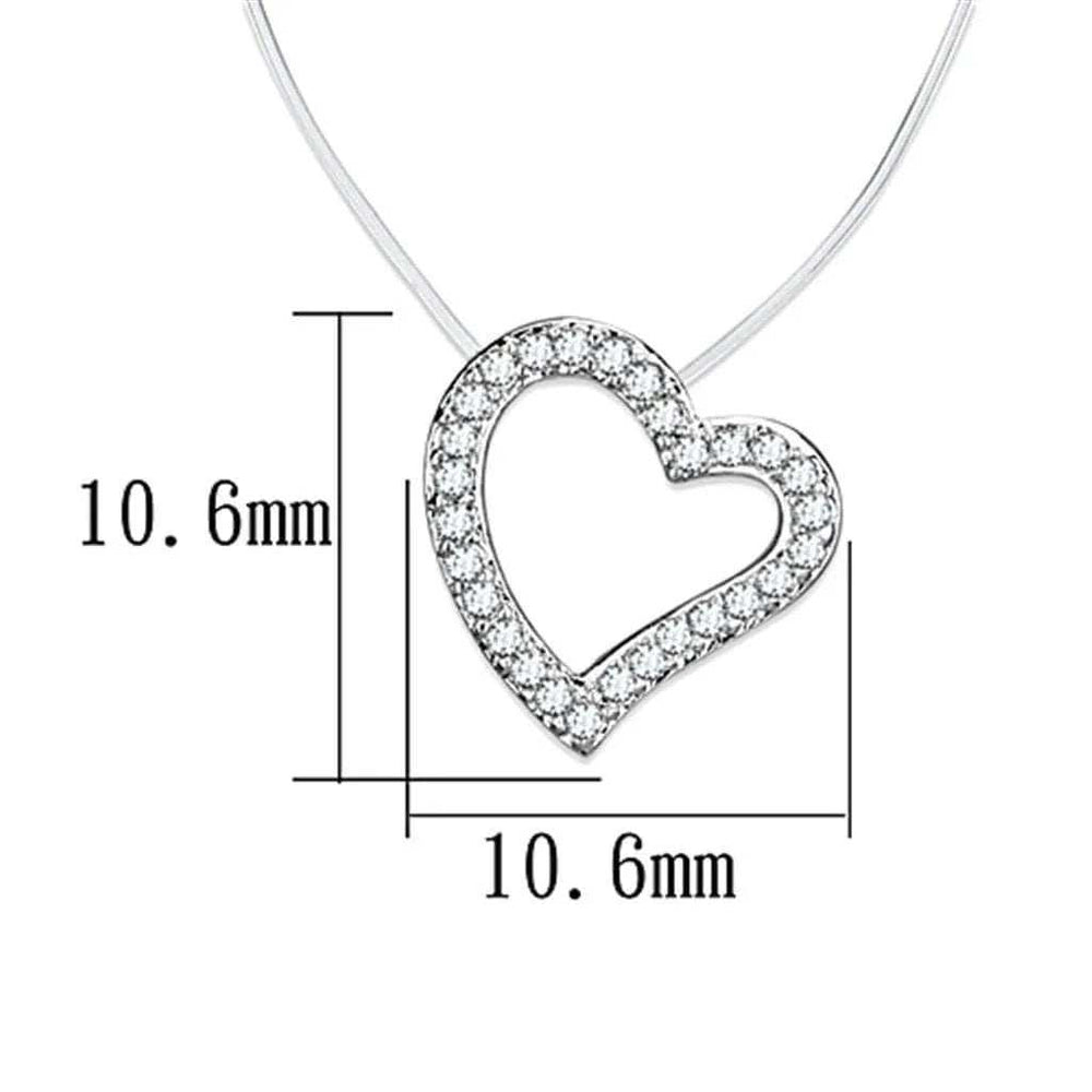 Alamode Rhodium Brass Necklace with AAA Grade CZ in Clear - Alamode - Flyclothing LLC