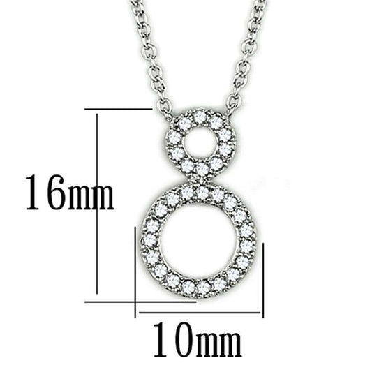 Alamode Rhodium Brass Necklace with AAA Grade CZ in Clear - Alamode - Flyclothing LLC