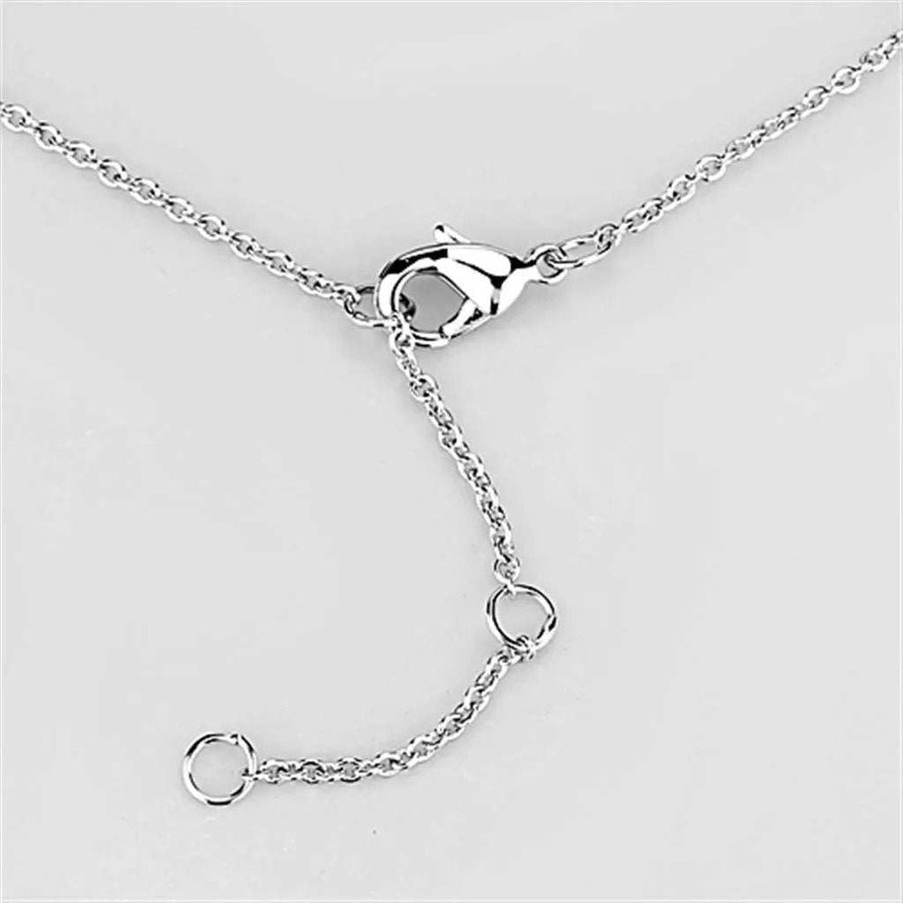 Alamode Rhodium Brass Necklace with AAA Grade CZ in Clear - Alamode - Flyclothing LLC