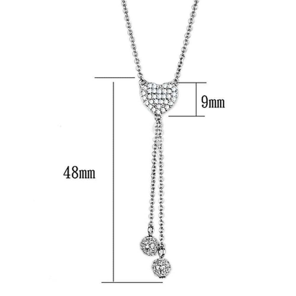 Alamode Rhodium Brass Necklace with AAA Grade CZ in Clear - Alamode - Flyclothing LLC