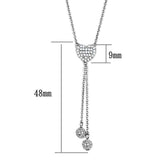 Alamode Rhodium Brass Necklace with AAA Grade CZ in Clear - Alamode - Flyclothing LLC