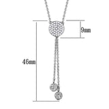 Alamode Rhodium Brass Necklace with AAA Grade CZ in Clear - Alamode - Flyclothing LLC
