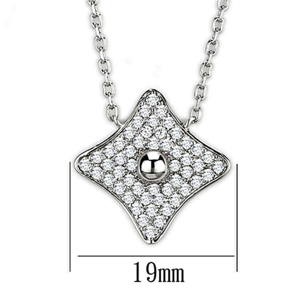 Alamode Rhodium Brass Necklace with AAA Grade CZ in Clear - Alamode - Flyclothing LLC