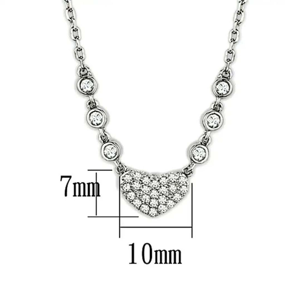 Alamode Rhodium Brass Necklace with AAA Grade CZ in Clear - Alamode - Flyclothing LLC