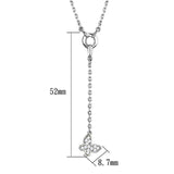 Alamode Rhodium Brass Necklace with AAA Grade CZ in Clear - Alamode - Flyclothing LLC