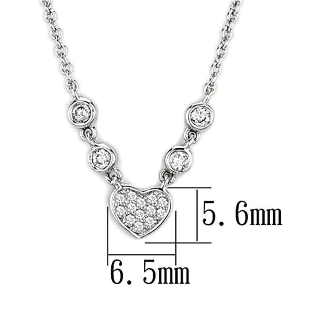 Alamode Rhodium Brass Necklace with AAA Grade CZ in Clear - Alamode - Flyclothing LLC