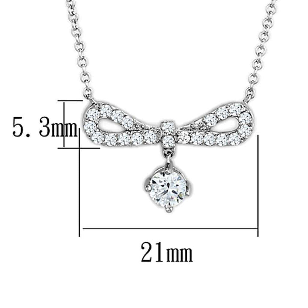Alamode Rhodium Brass Necklace with AAA Grade CZ in Clear - Alamode - Flyclothing LLC