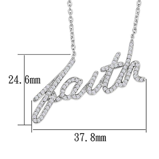 Alamode Rhodium Brass Necklace with AAA Grade CZ in Clear - Alamode - Flyclothing LLC