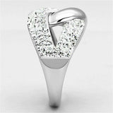 Alamode Rhodium Brass Ring with Top Grade Crystal in Clear - Alamode - Flyclothing LLC