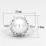 Alamode Rhodium Brass Ring with Synthetic Pearl in White - Alamode - Flyclothing LLC