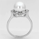Alamode Rhodium Brass Ring with Synthetic Pearl in White - Alamode - Flyclothing LLC