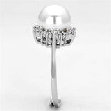 Alamode Rhodium Brass Ring with Synthetic Pearl in White - Alamode - Flyclothing LLC
