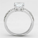 Alamode Rhodium Brass Ring with AAA Grade CZ in Clear - Alamode - Flyclothing LLC