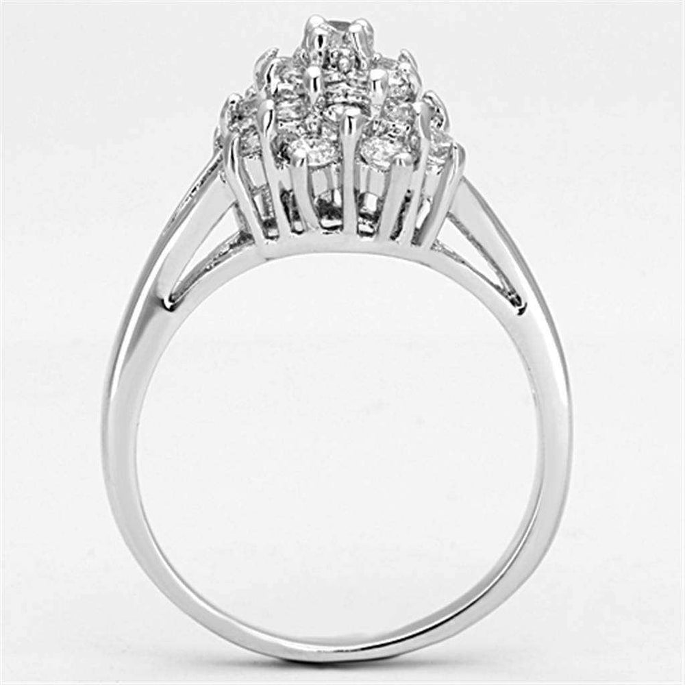 Alamode Rhodium Brass Ring with AAA Grade CZ in Clear - Alamode - Flyclothing LLC