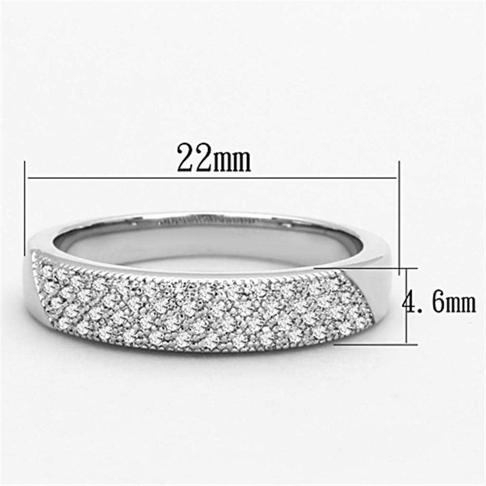 Alamode Rhodium Brass Ring with AAA Grade CZ in Clear - Alamode - Flyclothing LLC