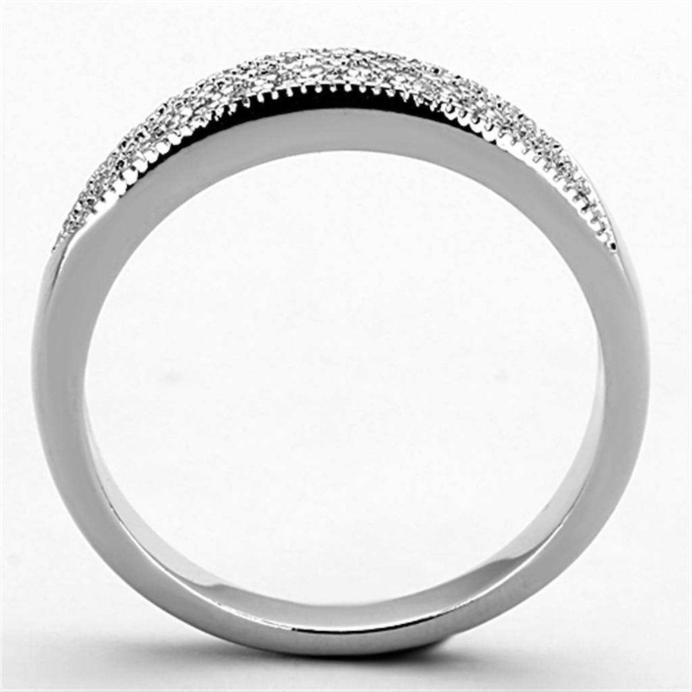 Alamode Rhodium Brass Ring with AAA Grade CZ in Clear - Alamode - Flyclothing LLC