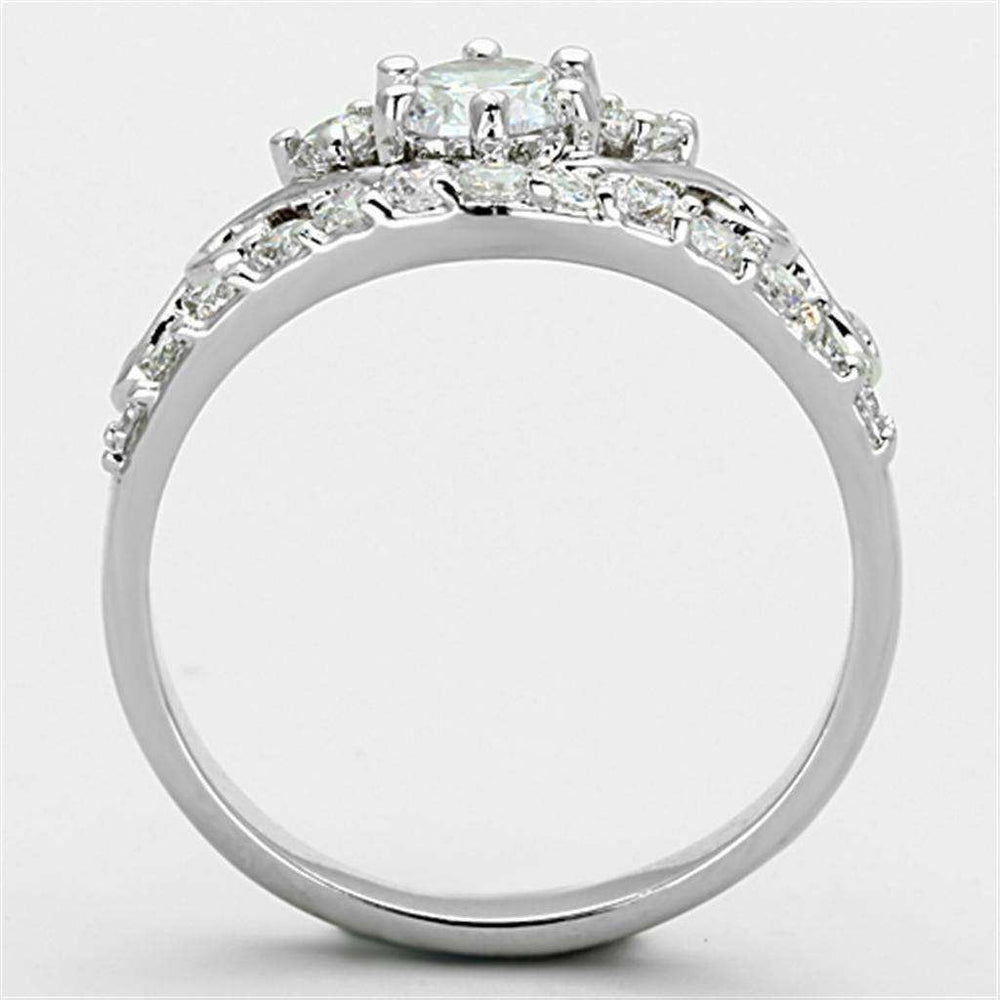 Alamode Rhodium Brass Ring with Top Grade Crystal in Clear - Alamode - Flyclothing LLC