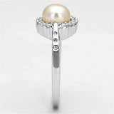Alamode Rhodium Brass Ring with Synthetic Pearl in White - Alamode - Flyclothing LLC