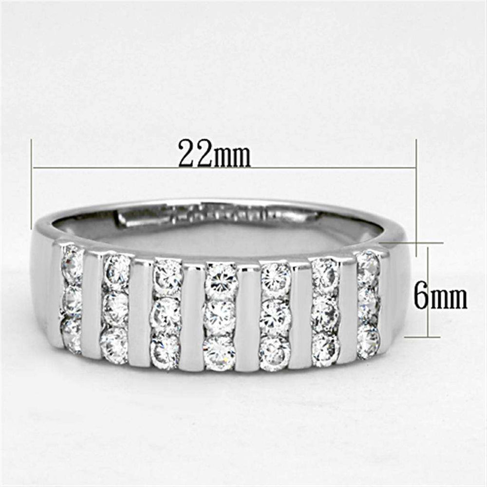 Alamode Rhodium Brass Ring with AAA Grade CZ in Clear - Alamode - Flyclothing LLC