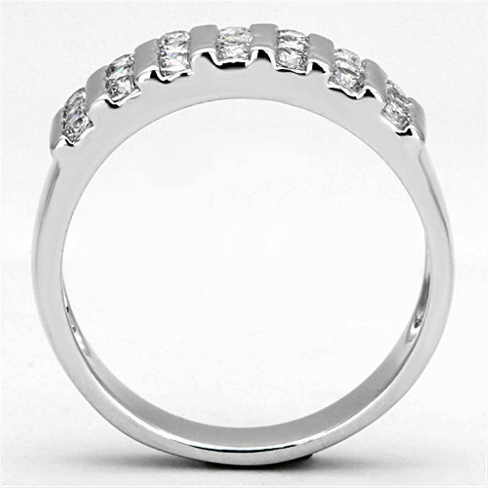 Alamode Rhodium Brass Ring with AAA Grade CZ in Clear - Alamode - Flyclothing LLC