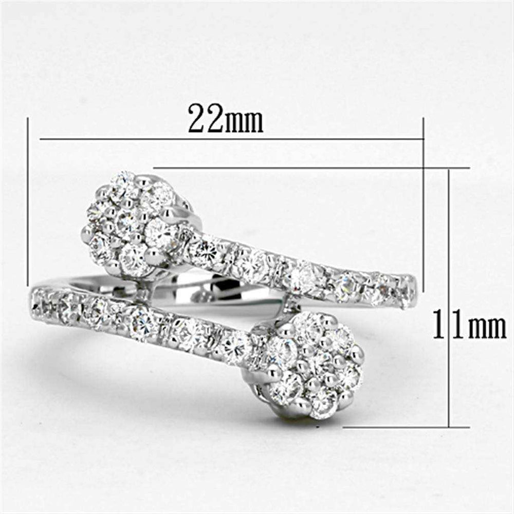 Alamode Rhodium Brass Ring with AAA Grade CZ in Clear - Alamode - Flyclothing LLC