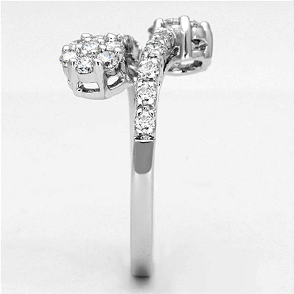 Alamode Rhodium Brass Ring with AAA Grade CZ in Clear - Alamode - Flyclothing LLC