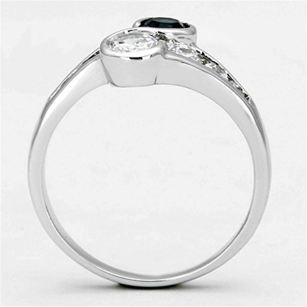 Alamode Rhodium Brass Ring with Synthetic Synthetic Glass in Sapphire - Alamode - Flyclothing LLC