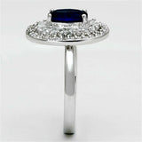 Alamode Rhodium Brass Ring with Synthetic Synthetic Glass in Sapphire - Alamode - Flyclothing LLC