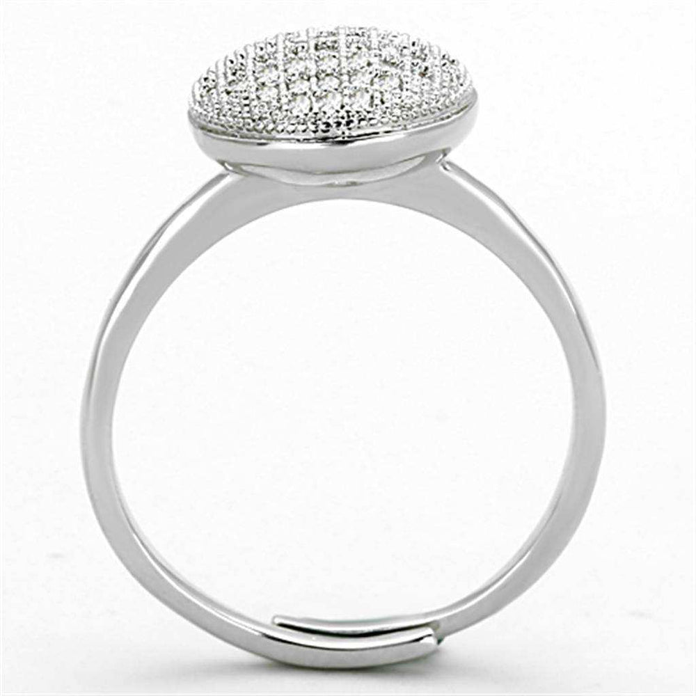 Alamode Rhodium Brass Ring with AAA Grade CZ in Clear - Alamode - Flyclothing LLC