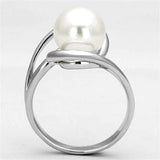 Alamode Rhodium Brass Ring with Synthetic Pearl in White - Alamode - Flyclothing LLC