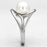 Alamode Rhodium Brass Ring with Synthetic Pearl in White - Alamode - Flyclothing LLC