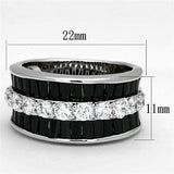 Alamode Rhodium Brass Ring with AAA Grade CZ in Black Diamond - Alamode - Flyclothing LLC