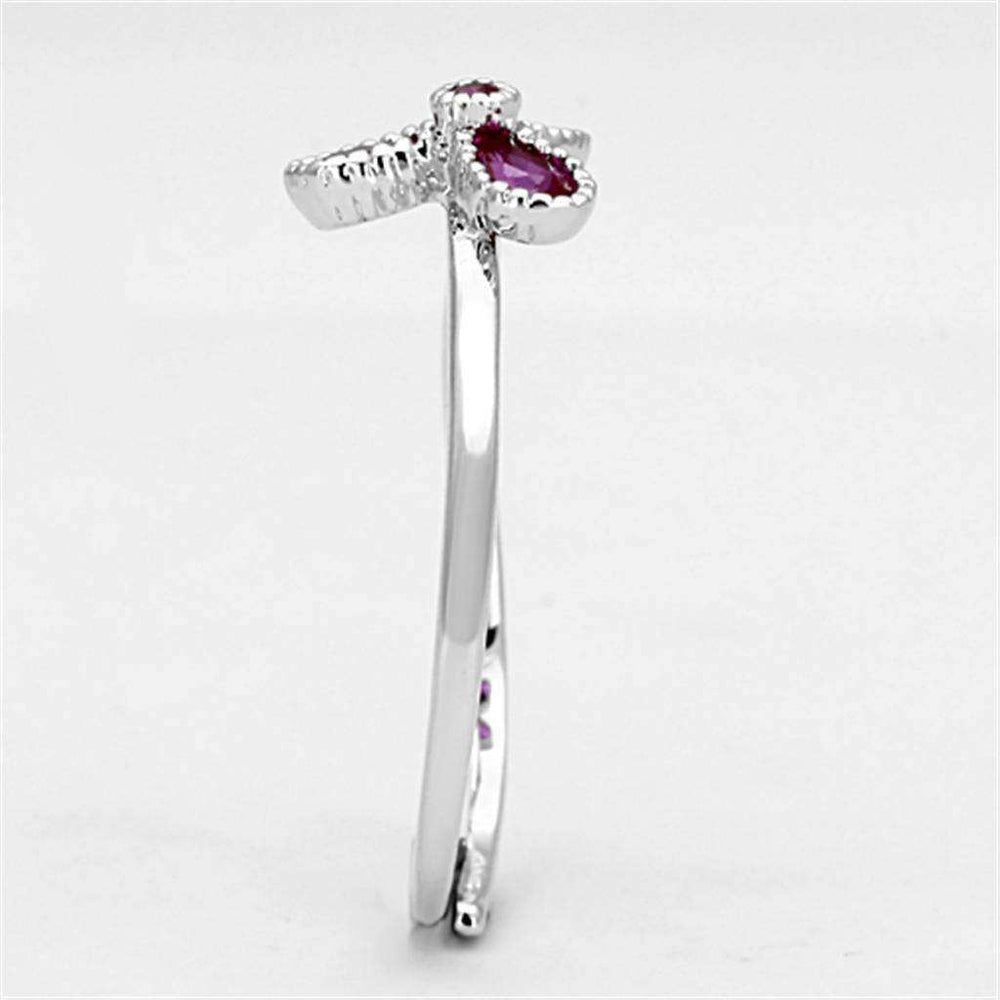 Alamode Rhodium Brass Ring with Synthetic Corundum in Ruby - Alamode - Flyclothing LLC