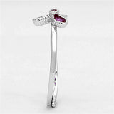 Alamode Rhodium Brass Ring with Synthetic Corundum in Ruby - Alamode - Flyclothing LLC