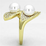 Alamode Gold Brass Ring with Synthetic Pearl in White - Alamode - Flyclothing LLC