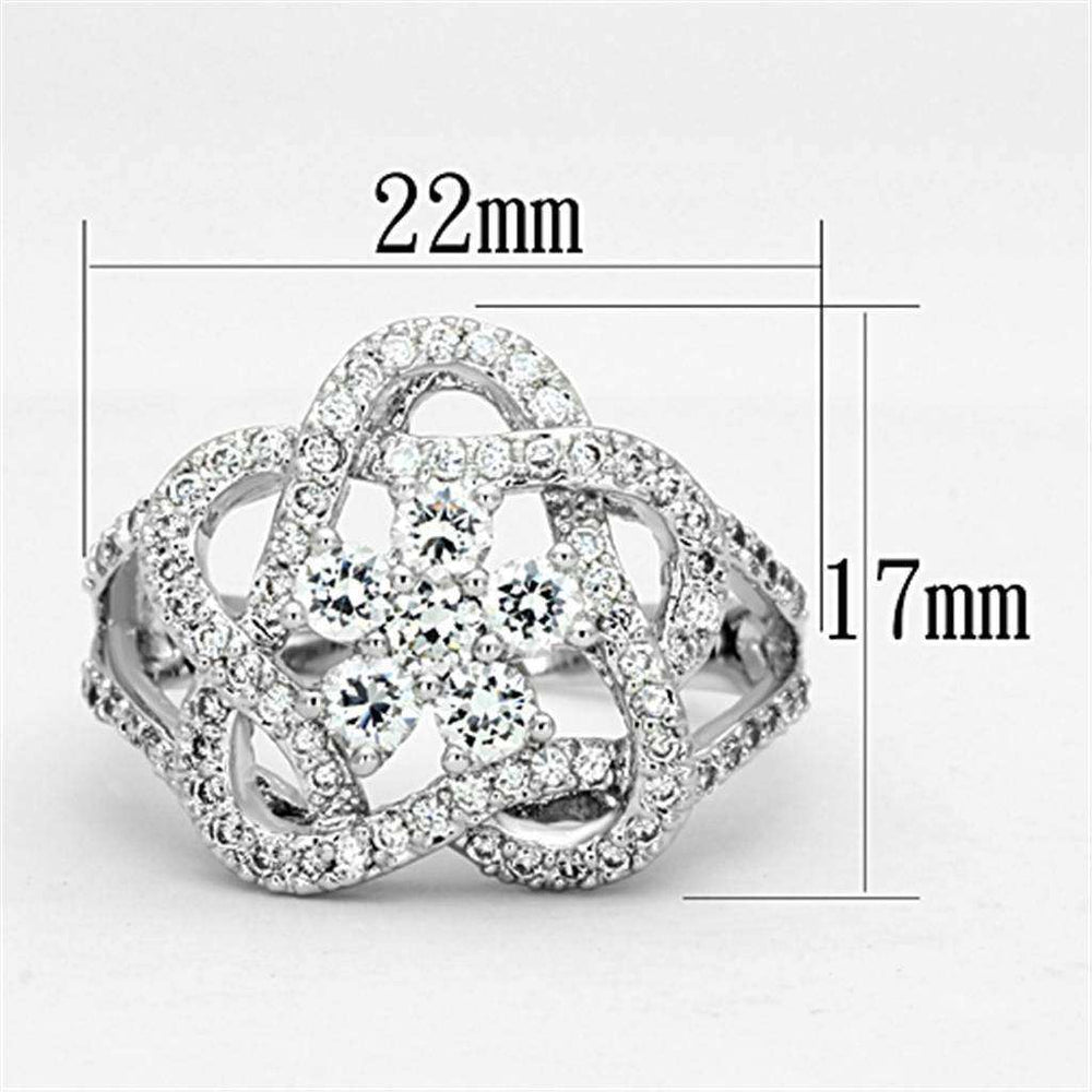 Alamode Rhodium Brass Ring with AAA Grade CZ in Clear - Alamode - Flyclothing LLC