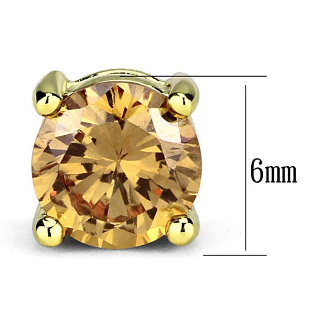 Alamode Gold Brass Earrings with AAA Grade CZ in Champagne - Alamode - Flyclothing LLC