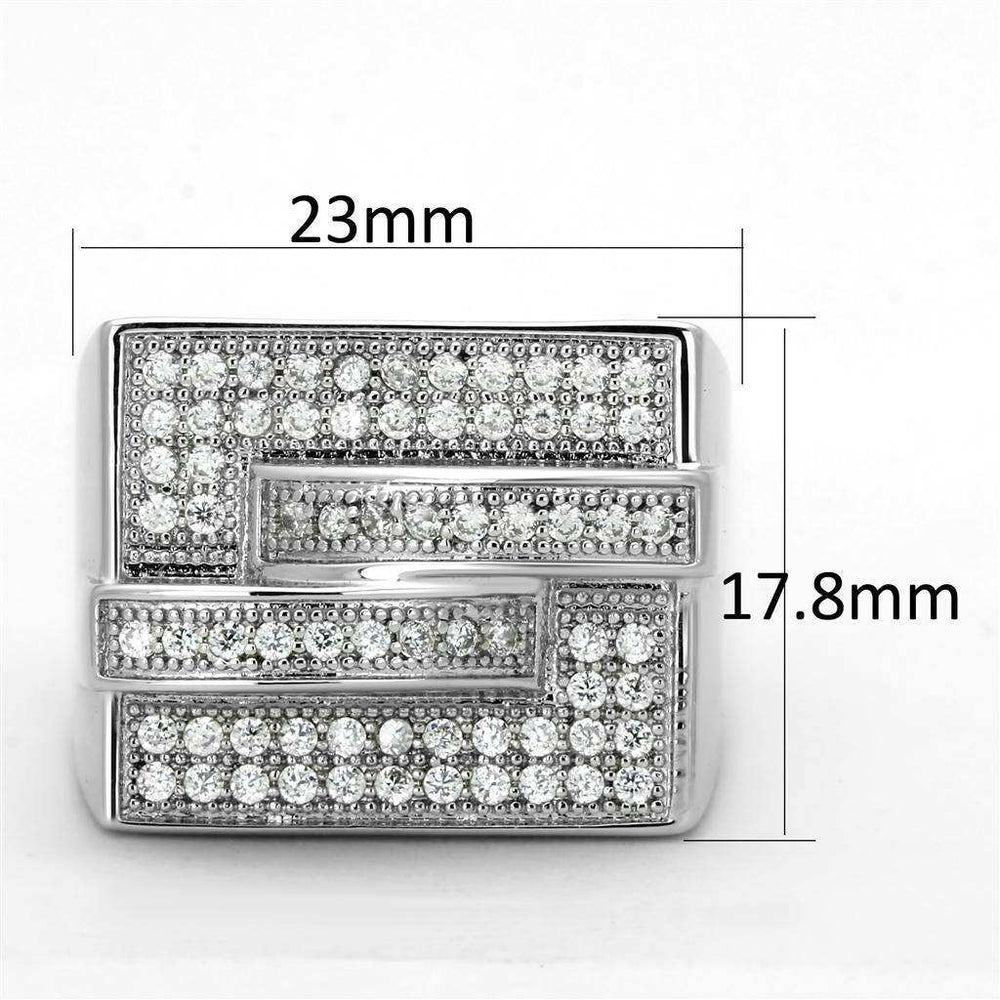 Alamode Rhodium Brass Ring with AAA Grade CZ in Clear - Alamode - Flyclothing LLC