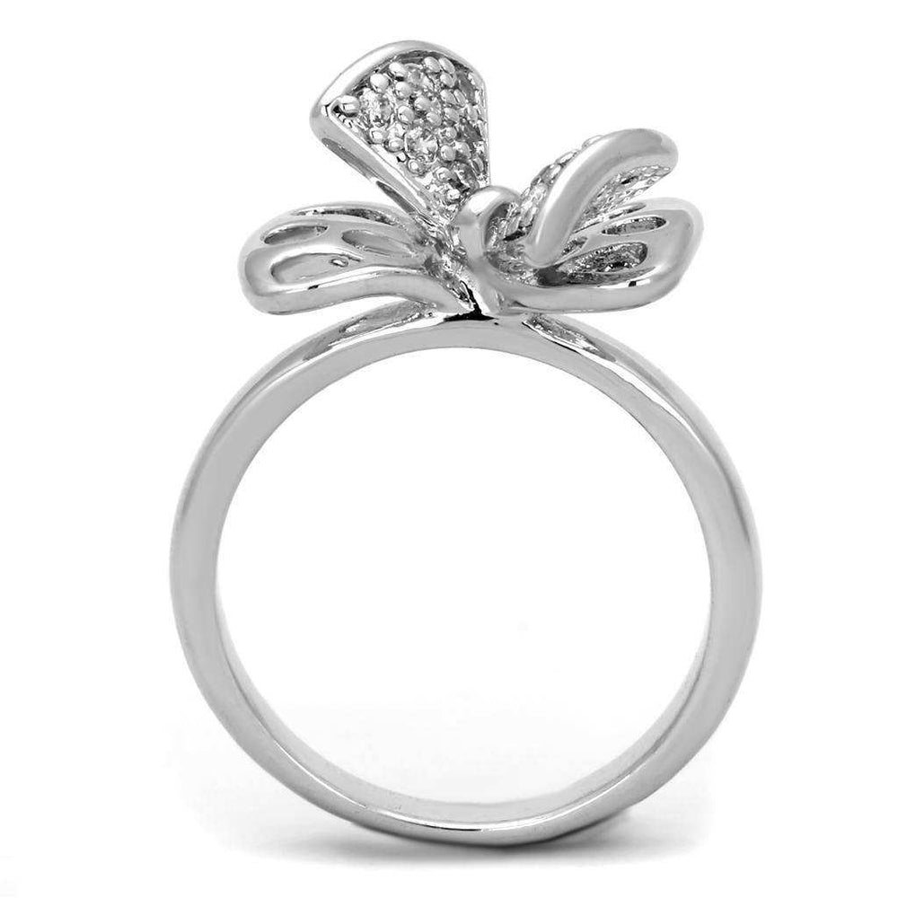 Alamode Rhodium Brass Ring with AAA Grade CZ in Clear - Alamode - Flyclothing LLC