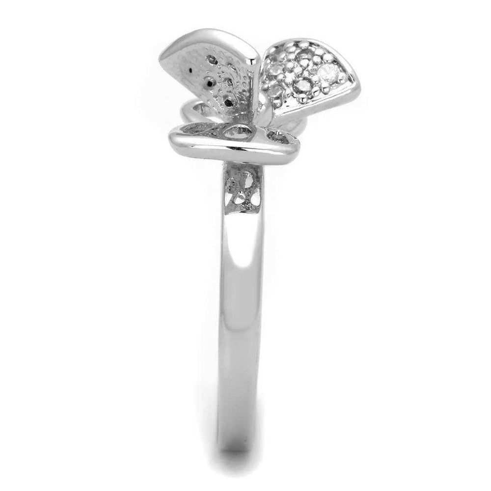 Alamode Rhodium Brass Ring with AAA Grade CZ in Clear - Alamode - Flyclothing LLC