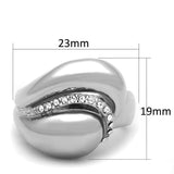 Alamode Rhodium Brass Ring with Top Grade Crystal in Clear - Alamode - Flyclothing LLC