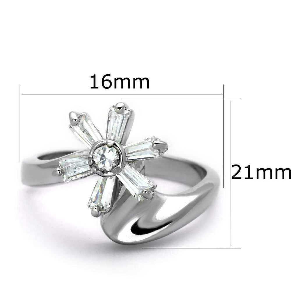 Alamode Rhodium Brass Ring with AAA Grade CZ in Clear - Alamode - Flyclothing LLC