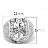Alamode Rhodium Brass Ring with AAA Grade CZ in Clear - Alamode - Flyclothing LLC