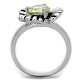 Alamode Rhodium Brass Ring with AAA Grade CZ in Citrine Yellow - Alamode - Flyclothing LLC