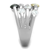 Alamode Rhodium Brass Ring with AAA Grade CZ in Multi Color - Alamode - Flyclothing LLC