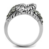 Alamode Rhodium Brass Ring with Synthetic Marcasite in Black Diamond - Alamode - Flyclothing LLC