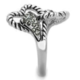 Alamode Rhodium Brass Ring with Synthetic Marcasite in Black Diamond - Alamode - Flyclothing LLC